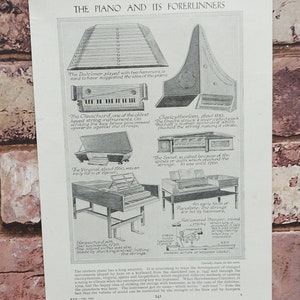Vintage 1930s Piano History Lithograph Print