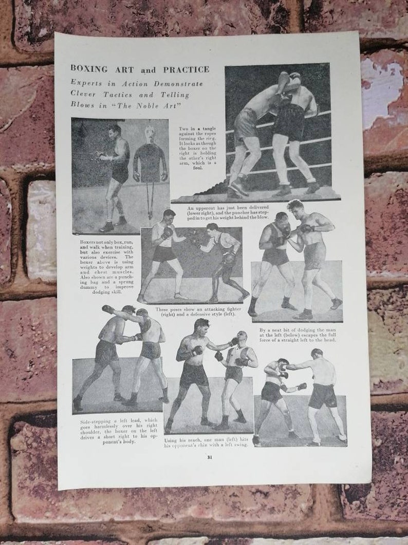 1950s the Noble Art of Boxing Practice Sport Book Page Etsy