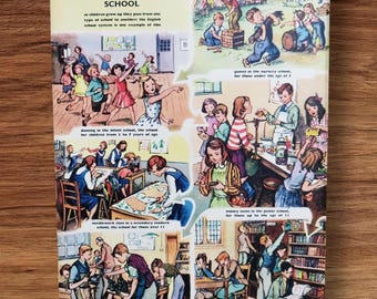Antique Farmyard Lithographs: 1920s Victorian Children&#39;s Book Prints