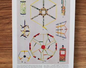 Genuine Vintage 1950s Types of Fireworks History Book Print Picture , Brocks Fireworks Celebration Hyde Park Wall Art , Firework Display