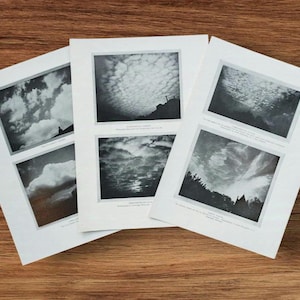 Antique Cloud Lithograph Prints: Meteorology Illustrations, 1900s Set