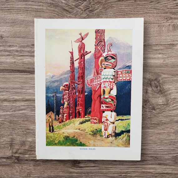 Genuine Vintage 1930s Native American Totem Pole Book Print