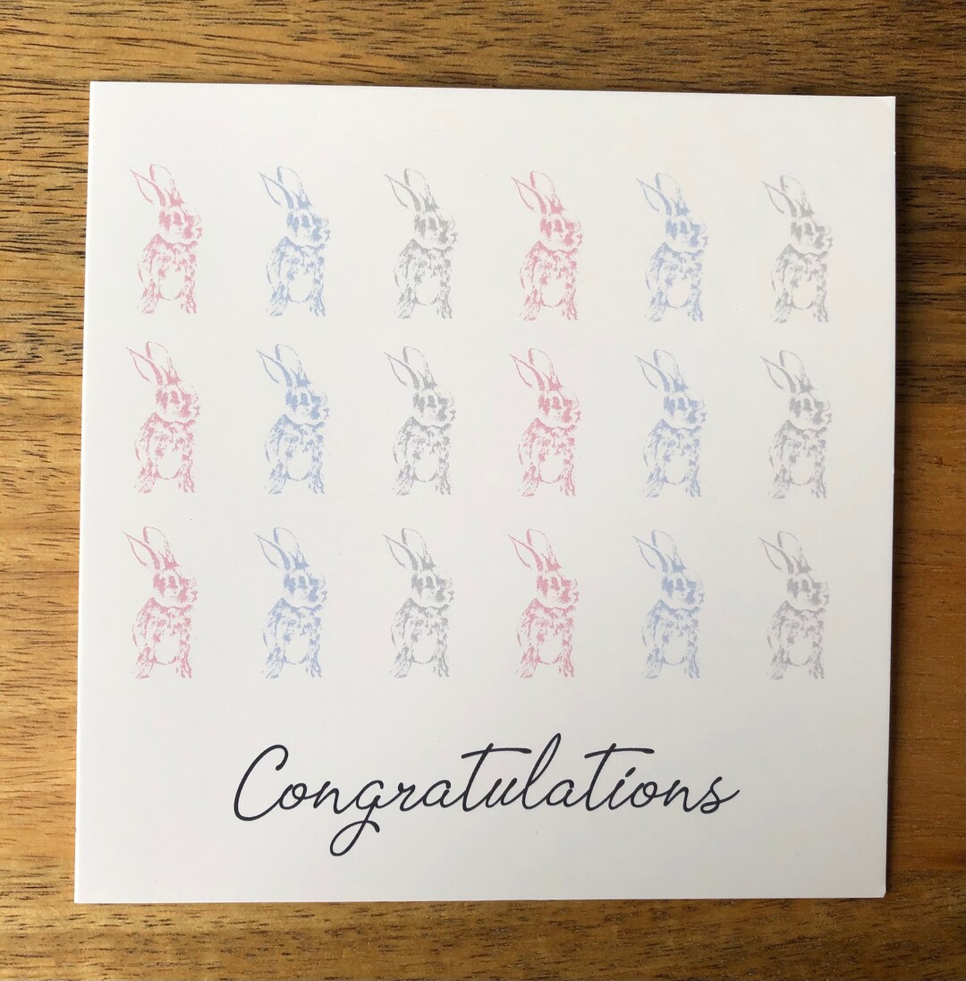 Bunny Congratulations Card - Etsy