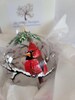 Hand Painted Christmas Ornament/Red Cardinal Winter Scene/Unique gift/Bird Collectible/Gift Box/Glass Ornament/Ornament Hanger 