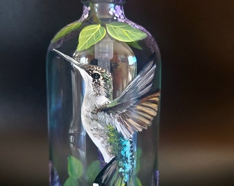Hand Painted Hummingbird and Lilac Soap/Lotion Dispenser