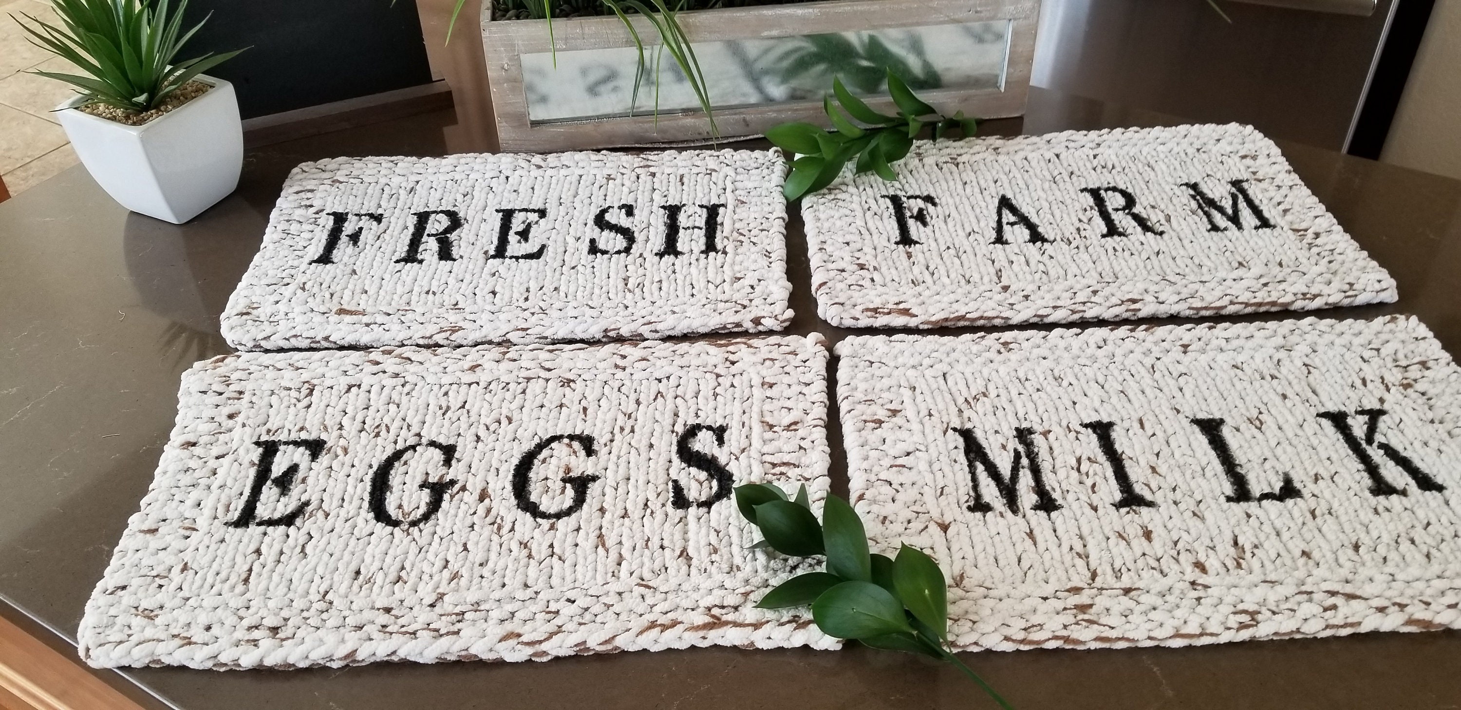 Farmhouse Style Placemats/Rustic Style Placemats/Knitted Etsy