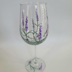 Hand Painted Lavender Wine Glass