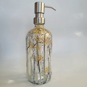 Hand Painted Fall Aspen Tree Soap/Lotion Dispenser**made to order**