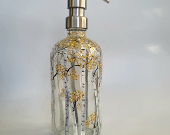 Hand Painted Fall Aspen Tree Soap/Lotion Dispenser**made to order**