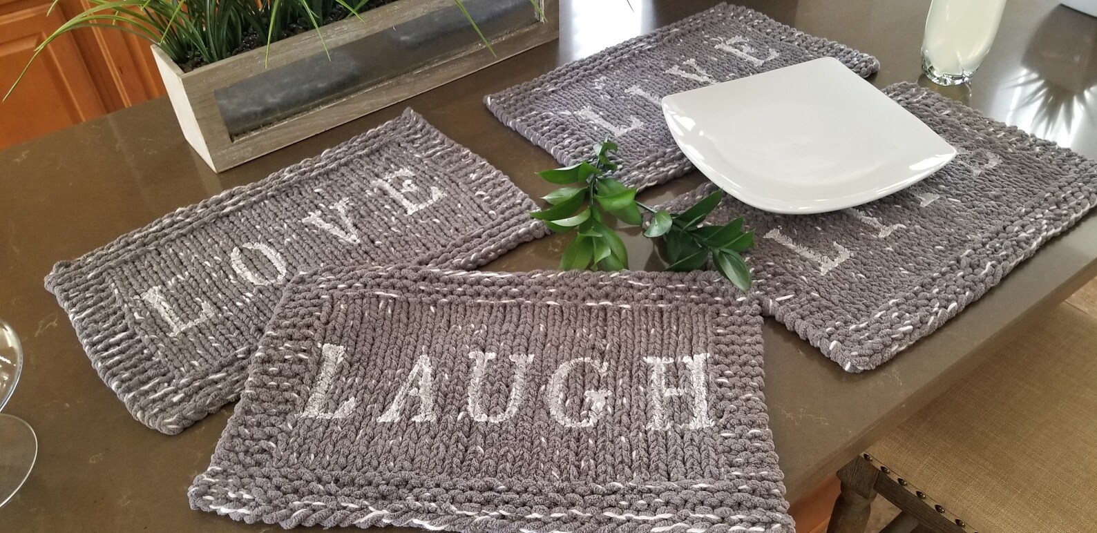 Farmhouse Style Placemats/rustic Style Placemats/knitted Etsy