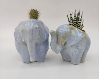 Elephant planter Mother and baby set, Ceramic planter, Handmade plant pot