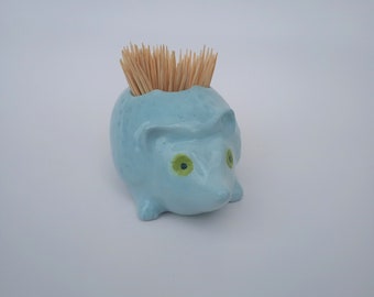 Toothpick dispenser | Ceramic hedgehog | Animal figurine