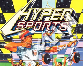 BOB WAKELIN - Bob Wakelin Illustration - Bob Wakelin Retro Gaming Artwork - Hyper Sports A3 size digital poster