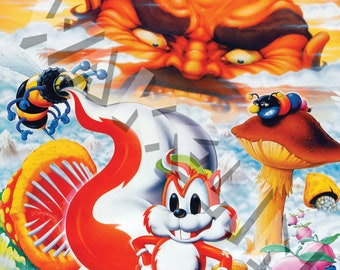BOB WAKELIN - Bob Wakelin Illustration - Bob Wakelin Retro Gaming Artwork - Mr Nutz A3 size digital poster