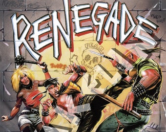 BOB WAKELIN - Bob Wakelin Illustration - Bob Wakelin Retro Gaming Artwork - RENEGADE A3 size digital poster