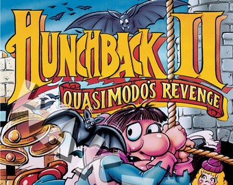 BOB WAKELIN - Bob Wakelin Illustration - Bob Wakelin Retro Gaming Artwork - Hunchback II Quasimodo's Revenge A3 size digital poster