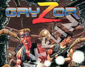 BOB WAKELIN - Bob Wakelin Illustration - Bob Wakelin Retro Gaming Artwork - GRYZOR A3 size digital poster