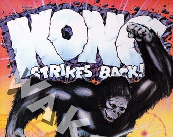 BOB WAKELIN - Bob Wakelin Illustration - Bob Wakelin Retro Gaming Artwork - KONG Strikes Back! A3 size digital poster