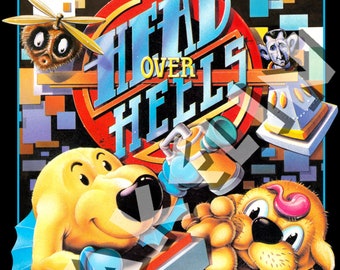 BOB WAKELIN - Bob Wakelin Illustration - Bob Wakelin Retro Gaming Artwork - Head Over Heels A3 size digital poster