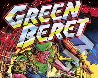 BOB WAKELIN - Bob Wakelin Illustration - Bob Wakelin Retro Gaming Artwork - Green Beret A3 size digital poster