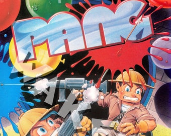 BOB WAKELIN - Bob Wakelin Illustration - Bob Wakelin Retro Gaming Artwork - PANG A3 size digital poster