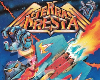 BOB WAKELIN - Bob Wakelin Illustration - Bob Wakelin Retro Gaming Artwork - Terra Cresta A3 size digital poster