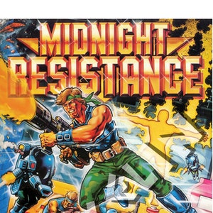 BOB WAKELIN - Bob Wakelin Illustration - Bob Wakelin Retro Gaming Artwork - Midnight Resistance Digital poster i A3-storlek