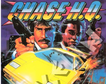BOB WAKELIN - Bob Wakelin Illustration - Bob Wakelin Retro Gaming Artwork - Chase HQ A3 size digital poster