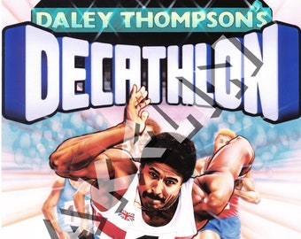 BOB WAKELIN - Bob Wakelin Illustration - Bob Wakelin Retro Gaming Artwork - Daley Thompson's DECATHLON A3 size digital poster