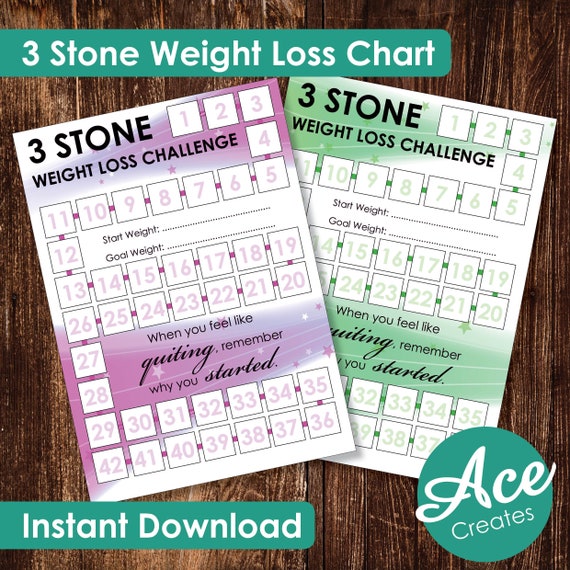 3 Stone Weight Loss Challenge Chart Dieting losing weight Etsy