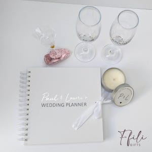 Engagement Gift Box – Personalised Champagne Glasses, Chocolates, Wedding Planner & Scented Candle. Comes with Gift box and/or Gift Bag. image 9