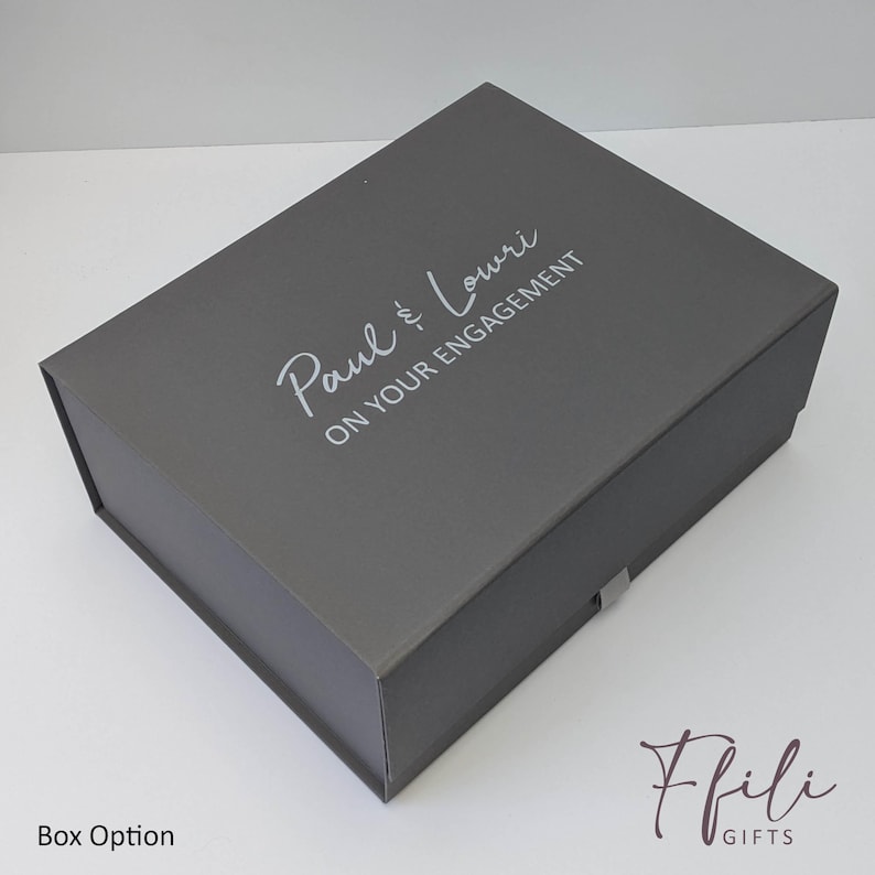 Engagement Gift Box – Personalised Champagne Glasses, Chocolates, Wedding Planner & Scented Candle. Comes with Gift box and/or Gift Bag. image 4