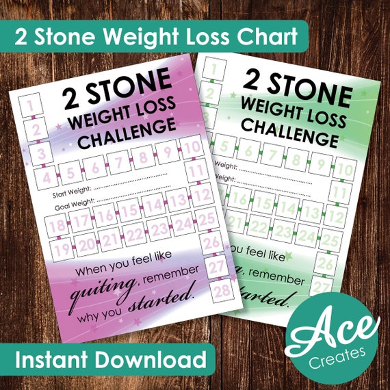 2 Stone Weight Loss Challenge Chart Dieting losing weight Etsy