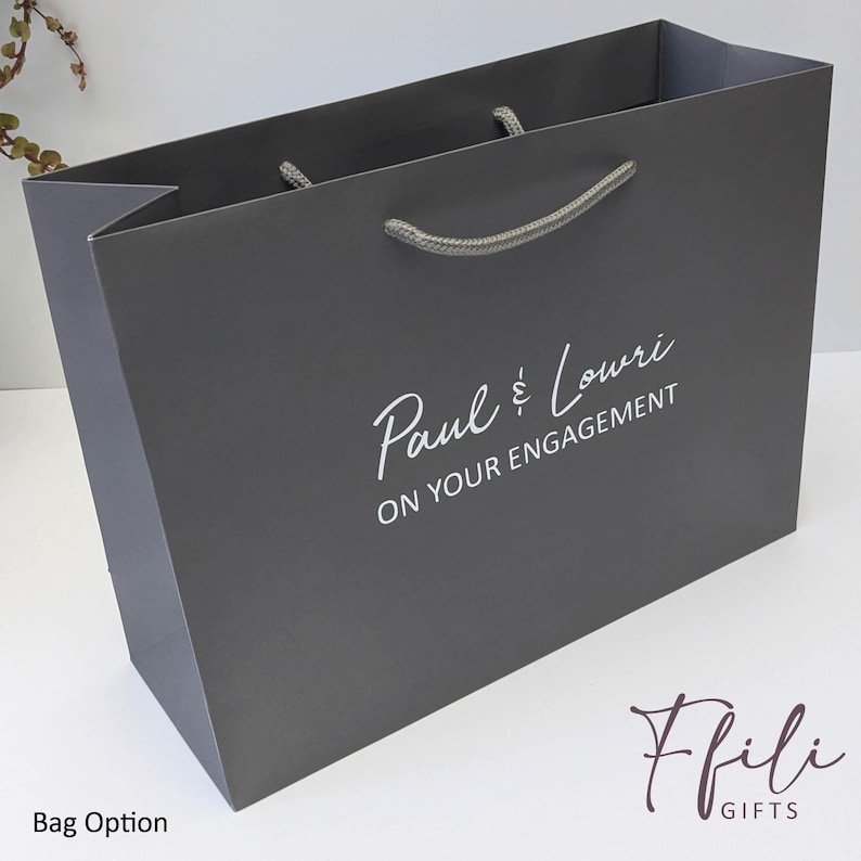 Engagement Gift Box – Personalised Champagne Glasses, Chocolates, Wedding Planner & Scented Candle. Comes with Gift box and/or Gift Bag. image 5
