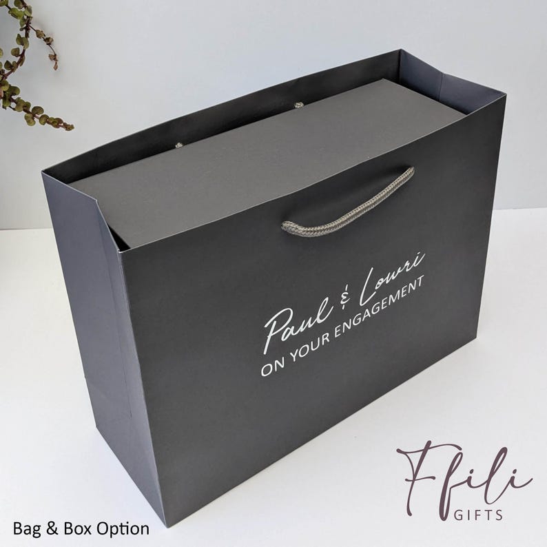 Engagement Gift Box – Personalised Champagne Glasses, Chocolates, Wedding Planner & Scented Candle. Comes with Gift box and/or Gift Bag. image 6