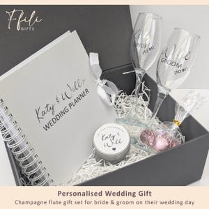 Engagement Gift Box – Personalised Champagne Glasses, Chocolates, Wedding Planner & Scented Candle. Comes with Gift box and/or Gift Bag. image 13