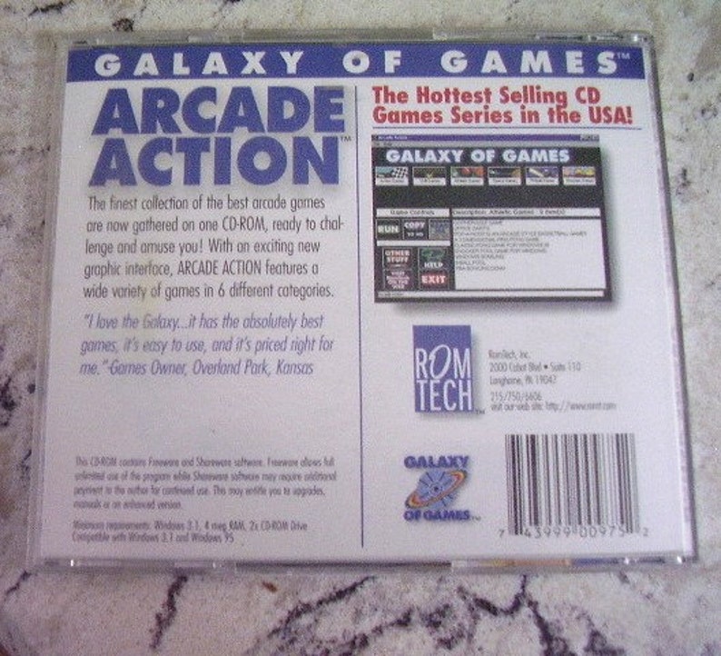 Cd Rom Case Example Arcade Action CD-ROM Game for Windows 3.1/95 - Etsy