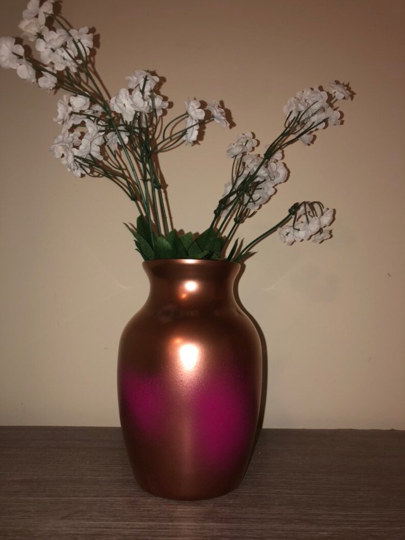 Spray Painted Metallic Gold Magenta Vase Etsy