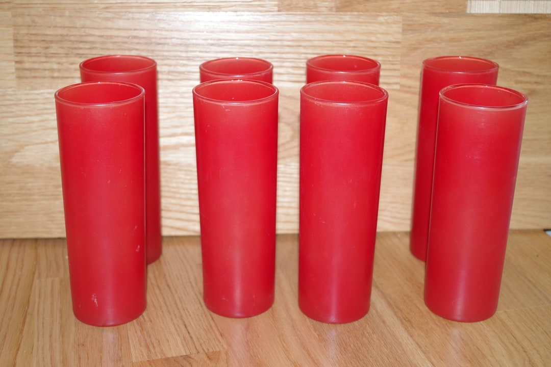 Bright Red Vintage Ice Tea Glasses Etsy