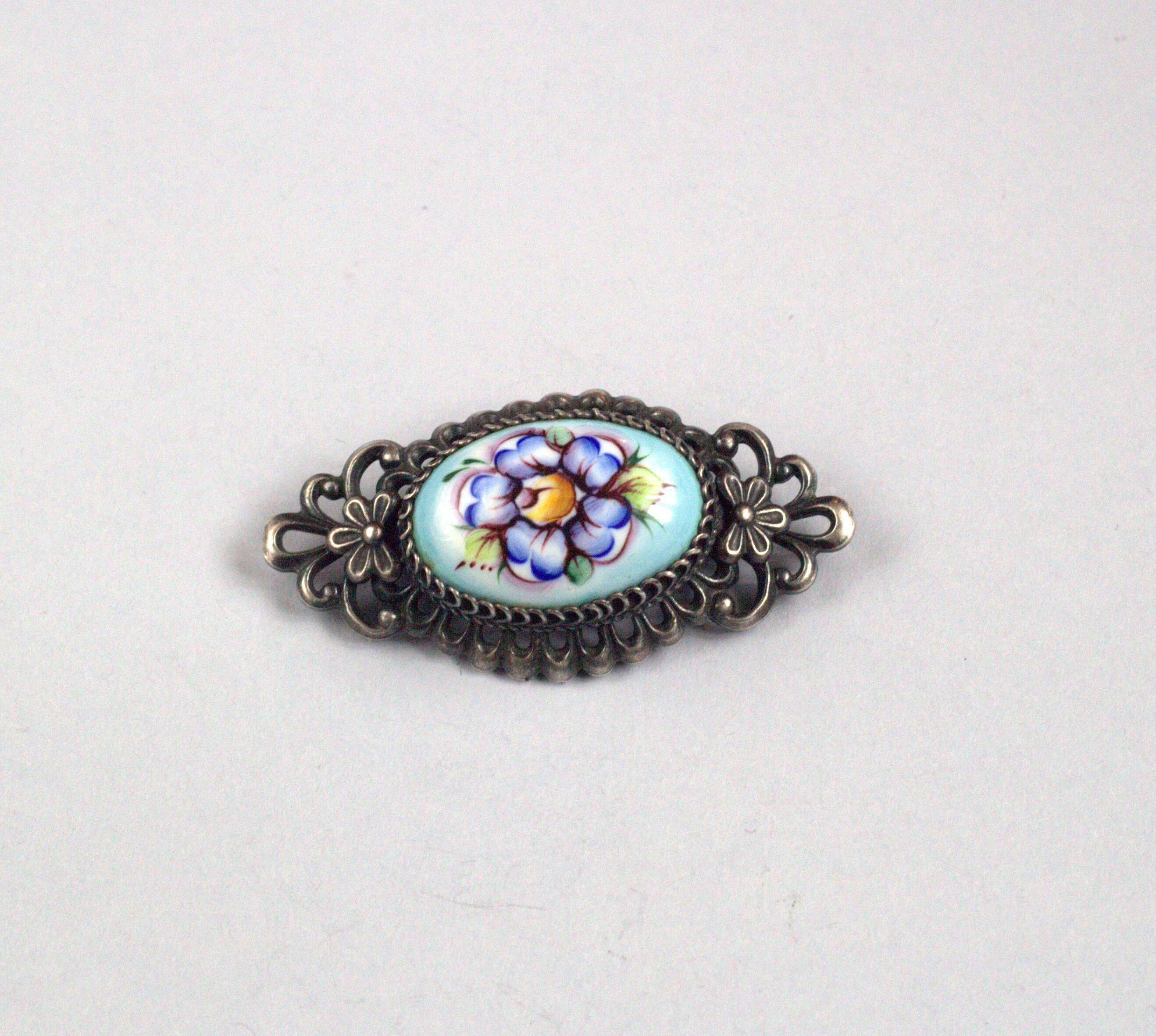 Russian brooch Enamel flower brooch Vintage ceramic brooches Etsy