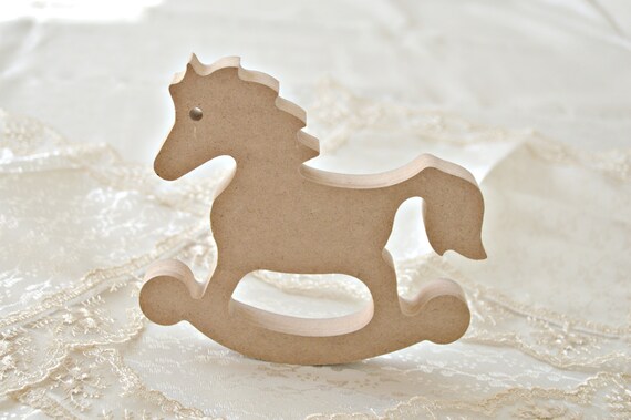 unfinished wooden rocking horse