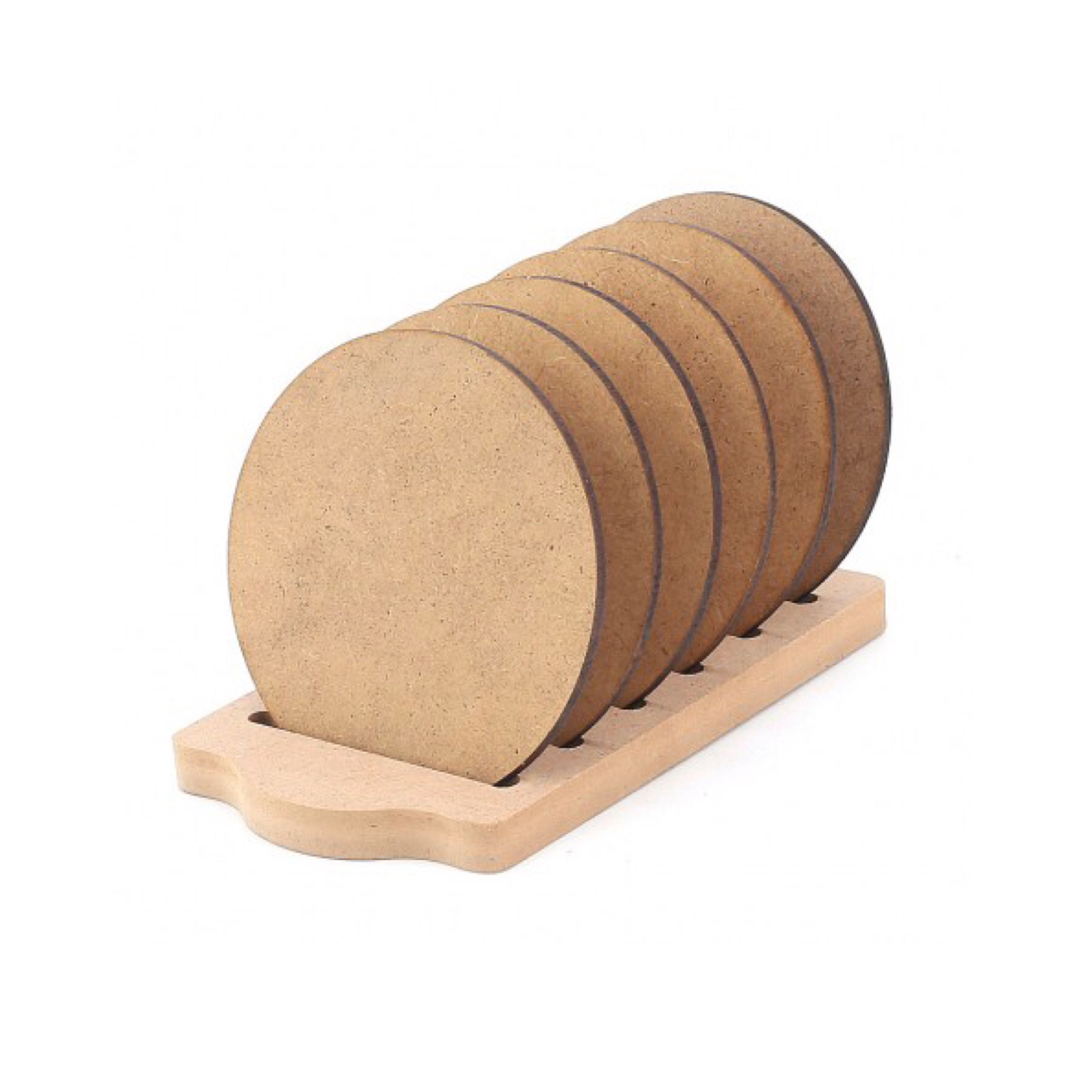 Unfinished round coasters with holder unfinished coasters Etsy