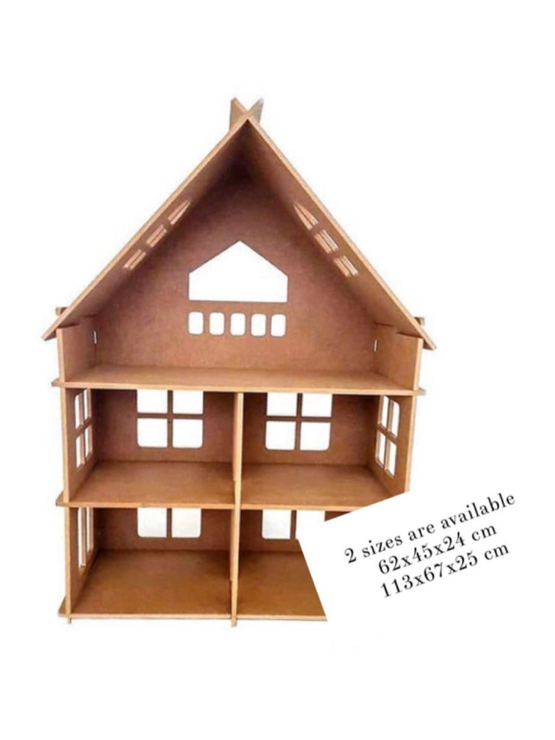 Unfinished MDF Wood Dollhouse Wooden Dollhouse Wooden Barbie Etsy