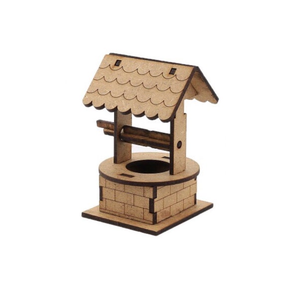 Unfinished Wooden Well Miniature Wooden Well Miniature Etsy