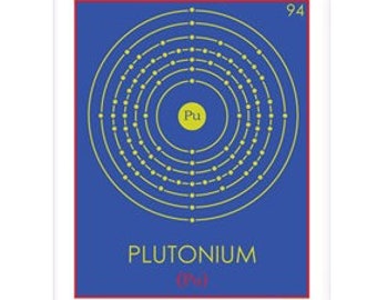 A4 Stylised bright plutonium atom downloadable print