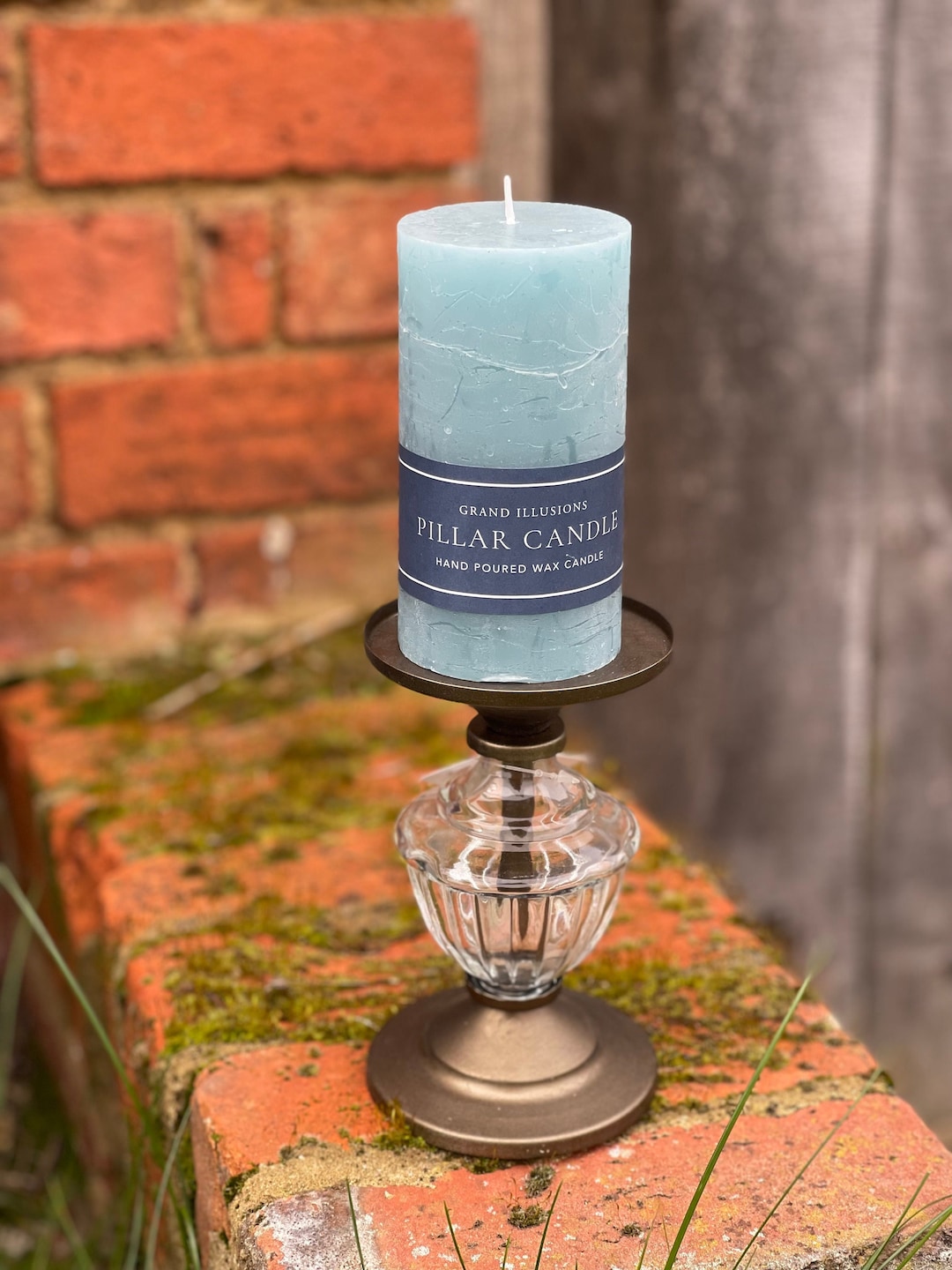 Recycled Glass Pillar Candle Holder Etsy UK