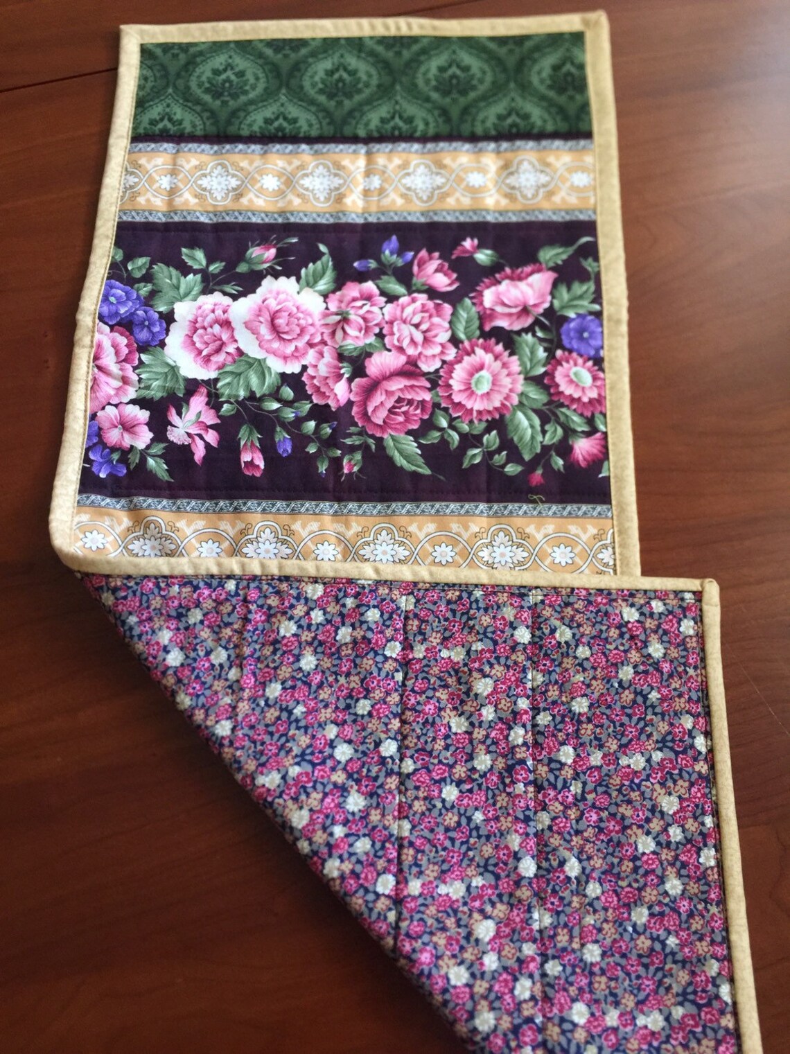 Sale Tablerunner dresser topper quilted floral all Etsy