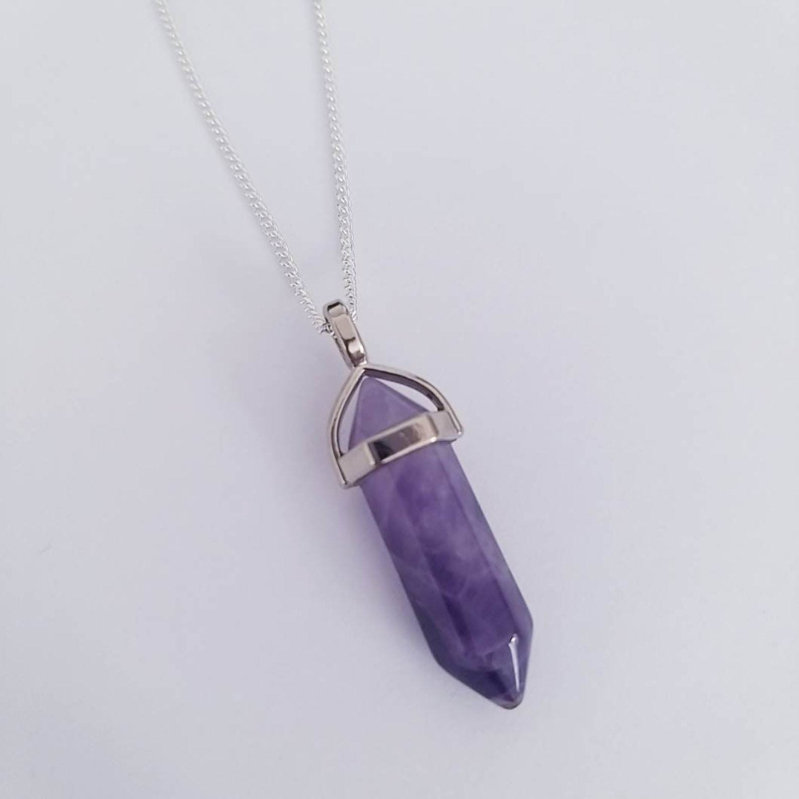 Amethyst Crystal Necklace Healing Crystal Necklace Etsy