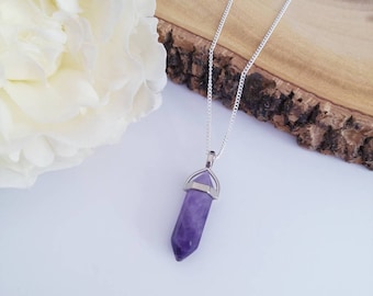 Amethyst Crystal Necklace | Healing Crystal Necklace | Amethyst Crystal | Gemstone Jewellery | Natural Stone | Boho | Gift | Crystal point