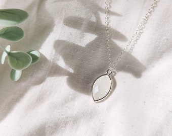 Oval Natural Clear Quartz Necklace | Gemstone Jewellery | Silver Crystal Necklace | Healing Crystal Necklace